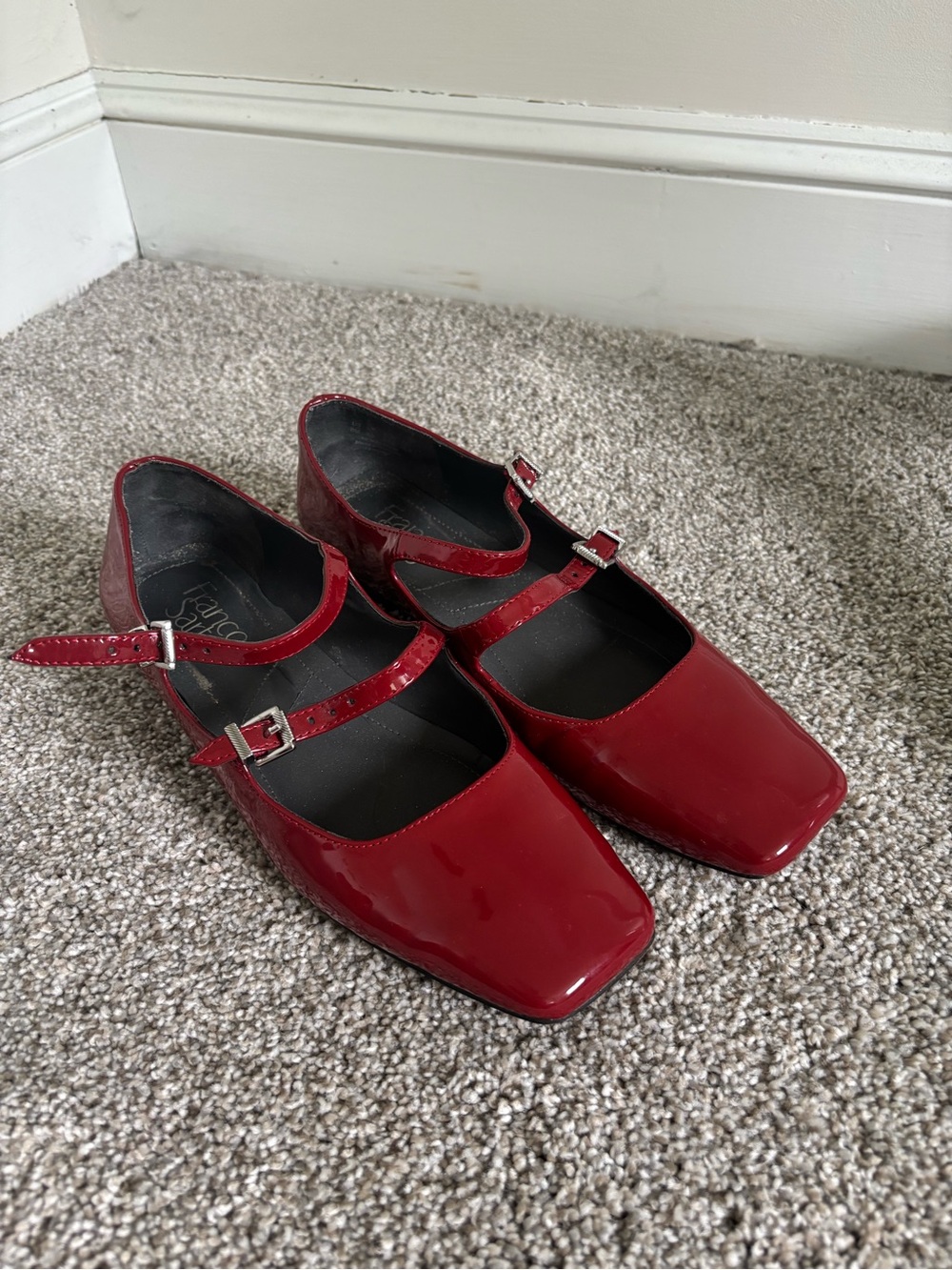 Franco Sarto Red Patent Double-Strap Mary Jane Flats